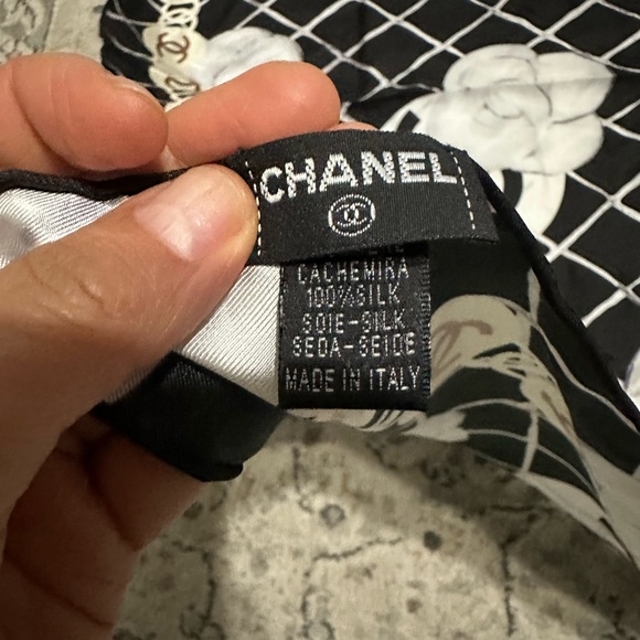Chanel Silk Camellia CC Square Scarf - Picture 4 of 6